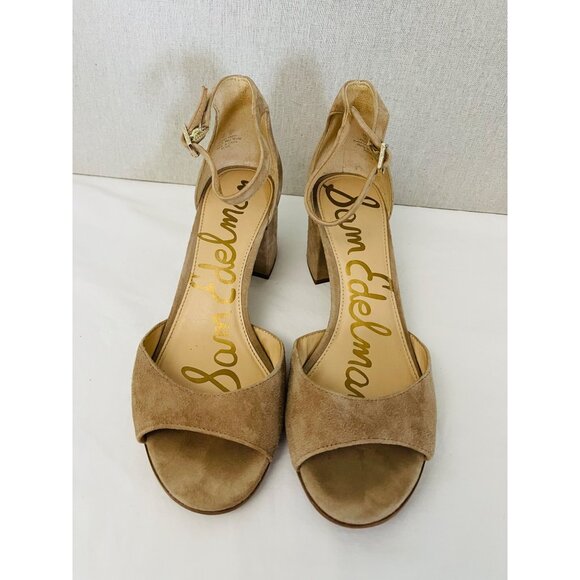 Sam Edelman Womens Susie Ankle Strap Block Heel Sandals Size 10M Beige Leather - Picture 3 of 9